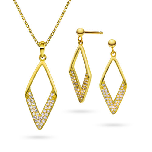 Arne Nordlie - Smykkesett i forgylt sølv med zirkoner