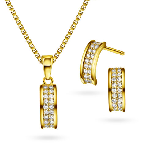 Arne Nordlie - Smykkesett i forgylt sølv med zirkoner