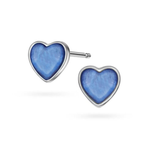 Prins & Prinsesse - Øredobber i sølv med lys blå perle hjerte