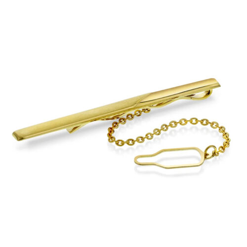 ALEXANDER - Slipsnål i gult gull med børstet overflate