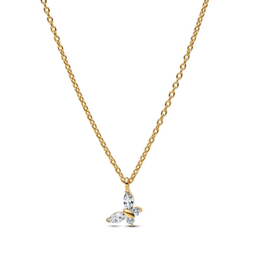 Pandora - Halssmykke med sommerfugl, 14k gullforgylt