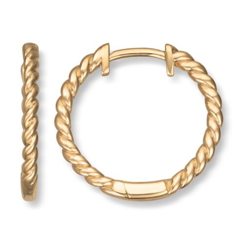 Gold By Frisenberg - Øreringer i gult gull 585. Også kalt creoler. "vridd" mønster. ca 16,7 mm