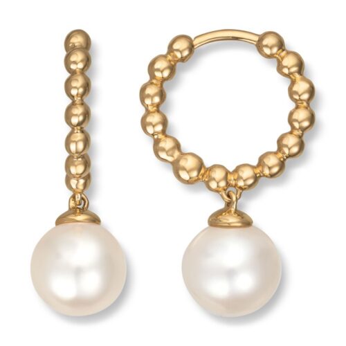 GoldByFrisenberg - Øreringer /Creoler i gult gull 585/14K med ferskvannsperle