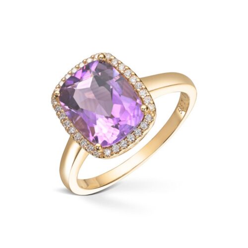 Diamonds by Frisenberg - Ring i gult gull med Ametyst og 0,12 ct diamanter