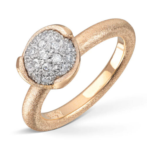 Van Bergen - Blome ring i gult gull med diamanter