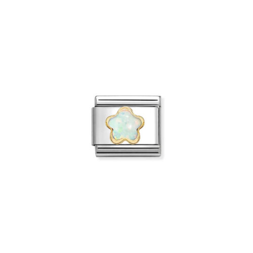 Nomination - Composable&trade;  Classic FLOWER STONES in steel and 18k gold WHITE OPAL