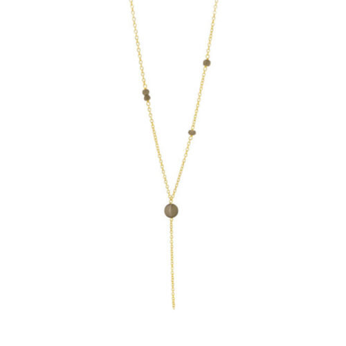 Susanne Friis Bjørner - Halssmykke i forgylt sølv med perler i røyk kvarts