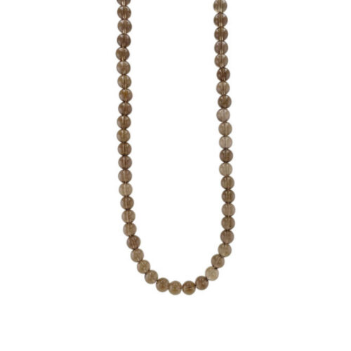Susanne Friis Bjørner - Halssmykke i forgylt sølv med 8mm runde perler i røyk kvarts