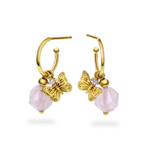 Serenity by Gulldia - Bloom øredobber i forgylt 925 sølv med rosenkvarts