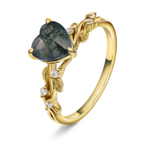 Glow by Gulldia - Lana ring i forgylt sølv med moss agat sten