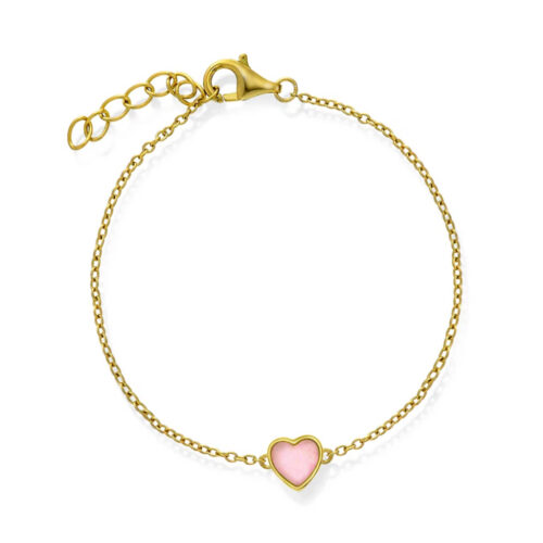 Prins & Prinsesse - Armbånd i sølv med rosa perle hjerte