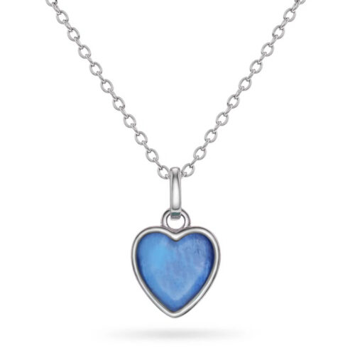 Prins og Prinsesse - Smykke i sølv med lys blå perle hjerte