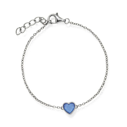 Prins og Prinsesse - Armbånd i sølv med lys blå perle hjerte