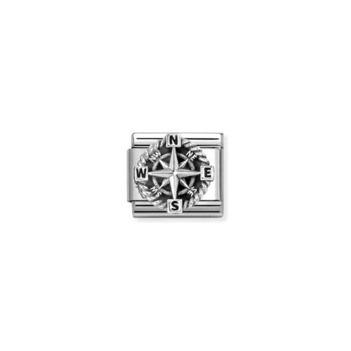 Nomination - Composable&trade;  Classic OXIDIZED SYMBOLS in steel and 925 sterling sterling silver Compass
