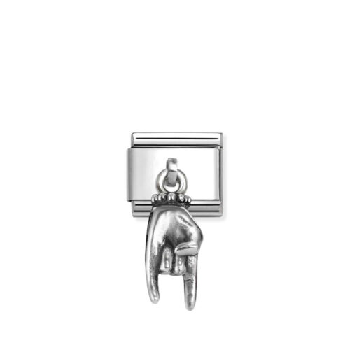 Nomination - Composable&trade;  Classic CHARMS OXIDISED 3D in stainless steel and 925 sterling silver Horn Hand