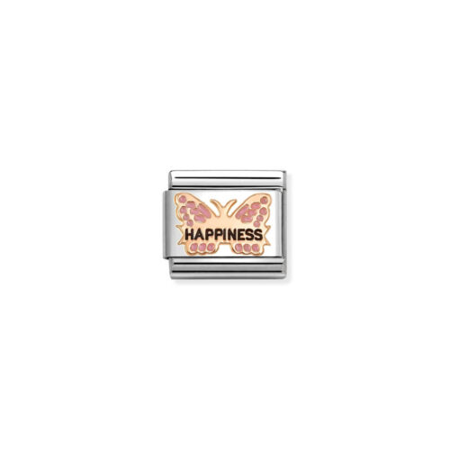 Nomination - Composable&trade;  Classic SYMBOLS steel, enamel and 9k rose gold (49_Pink Butterfly Happiness)