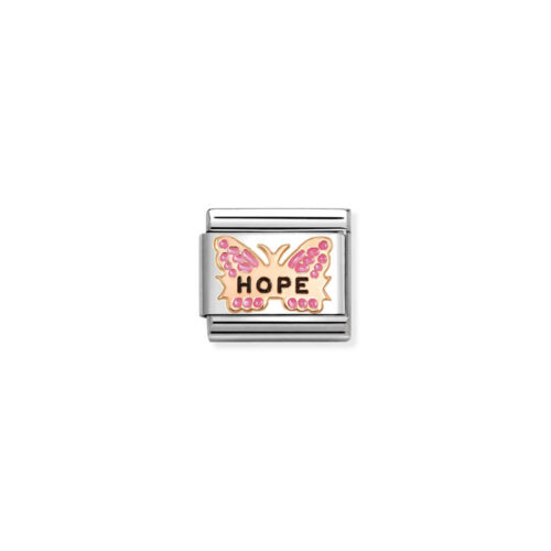Nomination - Composable&trade;  Classic SYMBOLS steel, enamel and 9k rose gold (50_Fuchsia Butterfly Hope)