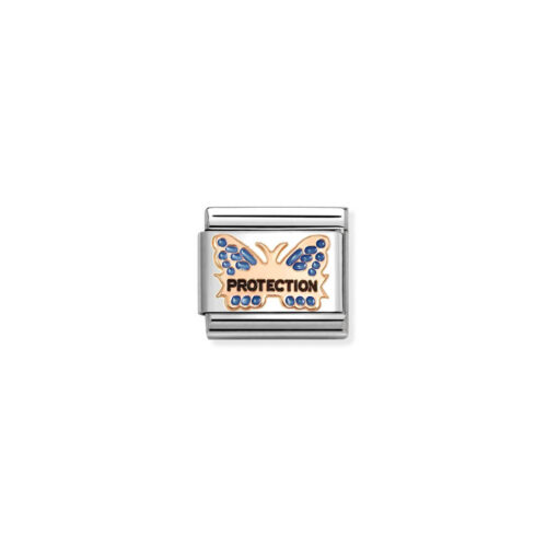 Nomination - Composable&trade;  Classic SYMBOLS steel, enamel and 9k rose gold (51_Blue Butterfly Protection)