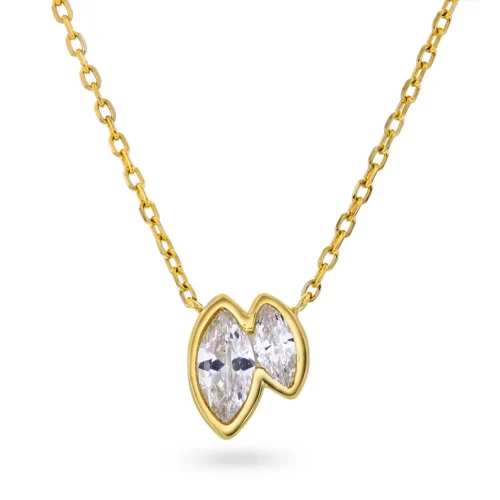 Nora Mørk by Gulldia - Smykke i forgylt 925 sølv med hvite stener