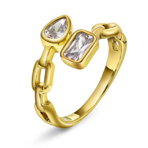 Nora Mørk by Gulldia - Ring i forgylt 925 sølv med hvite stener