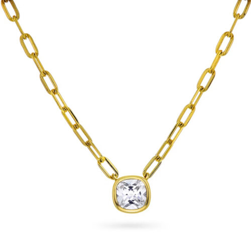 Nora Mørk by Gulldia - Smykke i forgylt 925 sølv med hvit sten