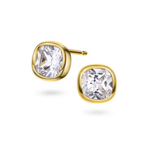 Nora Mørk by Gulldia - Øredobber i forgylt 925 sølv med hvit sten