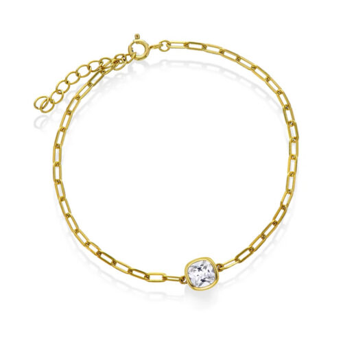 Nora Mørk by Gulldia - Armbånd i forgylt sølv med hvit sten