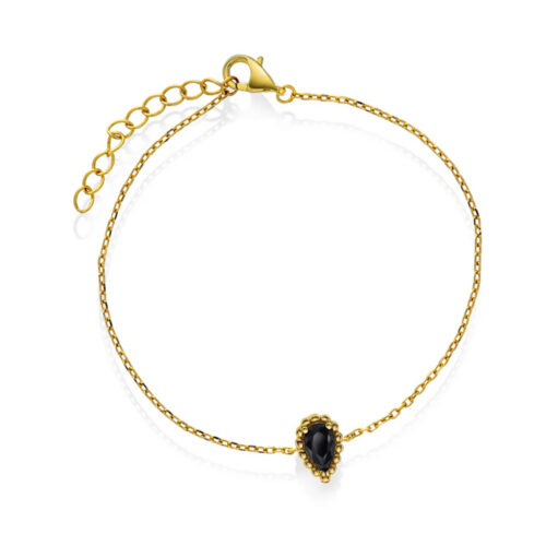 Nora Mørk by Gulldia - Armbånd i forgylt 925 sølv med sort sten