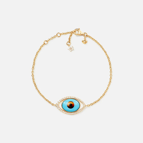OLE LYNGGAARD COPENHAGEN - Evil Eye armbånd i 18k gult gull med 0,28ct diamanter