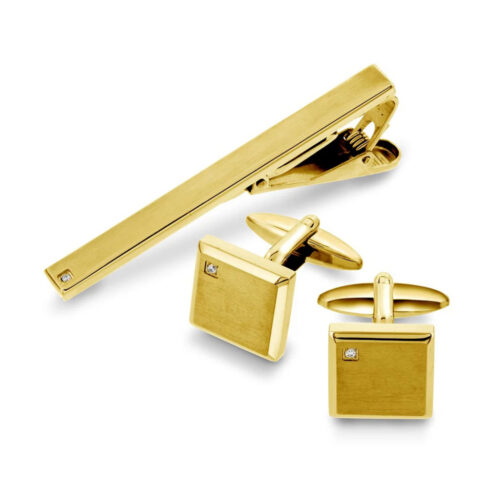 ALEXANDER - Stål sett mansjettknapper og slipsnål