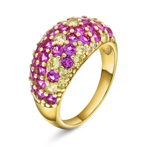 Pan Jewelry Glam - Shine ring i 925 forgylt sølv med rosa stener