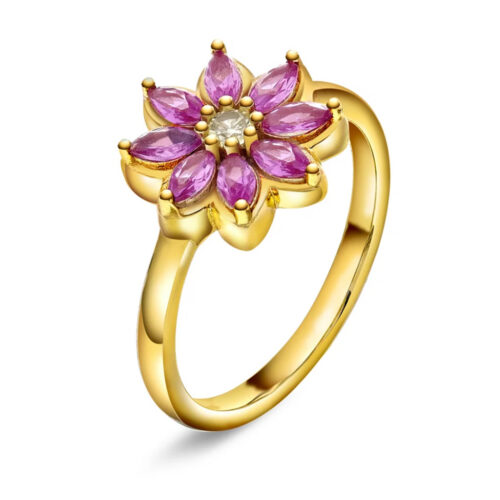 Pan Jewelry Glam - Luch ring i 925 forgylt sølv med blomst