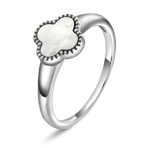 Pan Jewelry Trend - Kløver ring i 925 sølv med perlemor