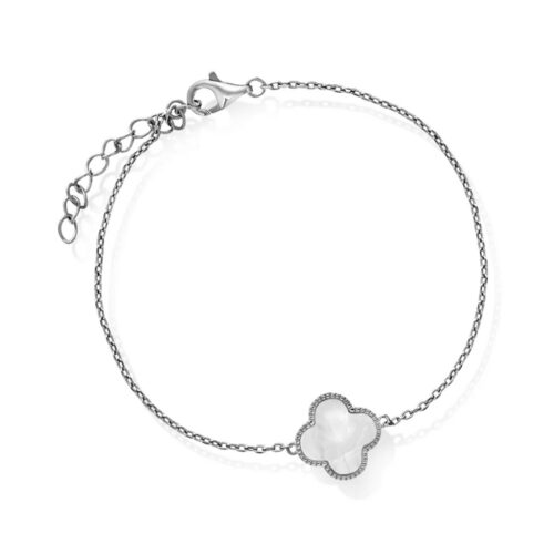 Pan Jewelry Trend - Kløver armbånd i 925 sølv med perlemor, stor
