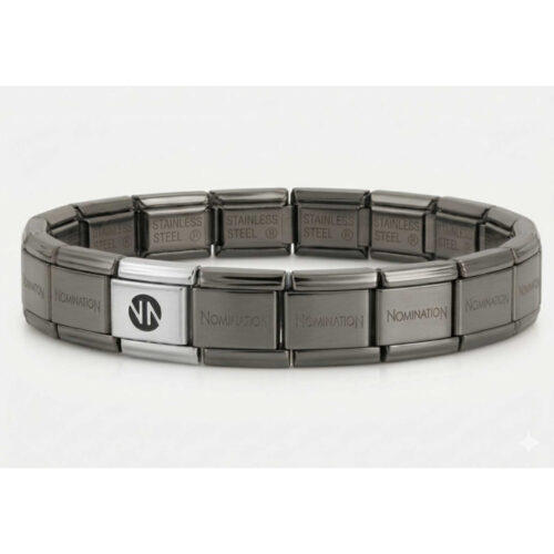 Nomination - Basearmbånd i sort rustfritt stål