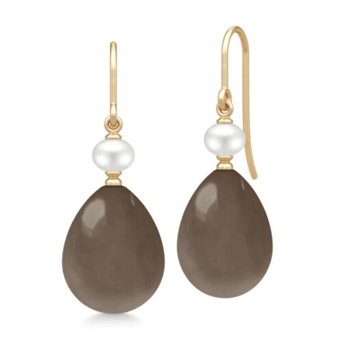 Julie Sandlau - Elina ørepynt i 14k gult gull - Chocolate Moonstone