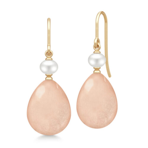 Julie Sandlau - Elina ørepynt i 14k gult gull - Rosy Moonstone