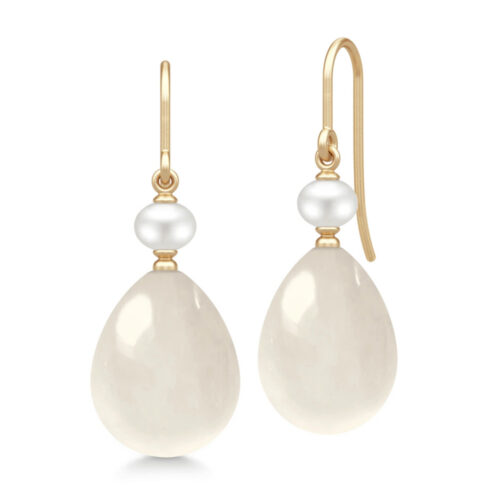 Julie Sandlau - Elina ørepynt i 14k gult gull - White Moonstone