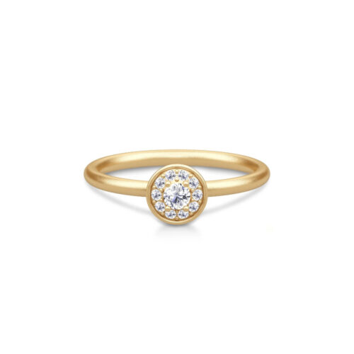 Julie Sandlau - Lulia Halo ring i 14k gult gull med diamanter