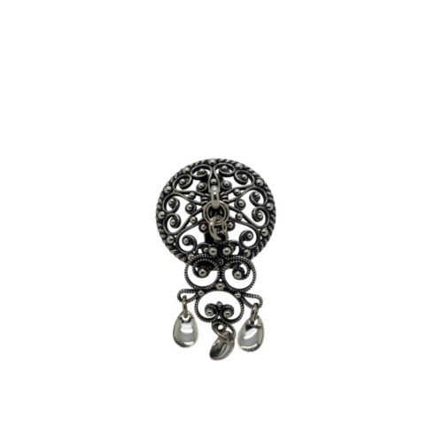 Frisenberg- Sjalringer /skjerfringer i okydert sølv med heng i filigran