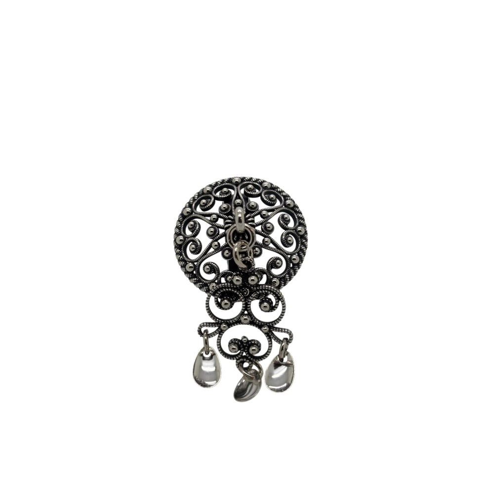 Frisenberg- Sjalringer /skjerfringer i okydert sølv med heng i filigran Frisenberg- Sjalringer /skjerfringer i okydert sølv med heng i filigran