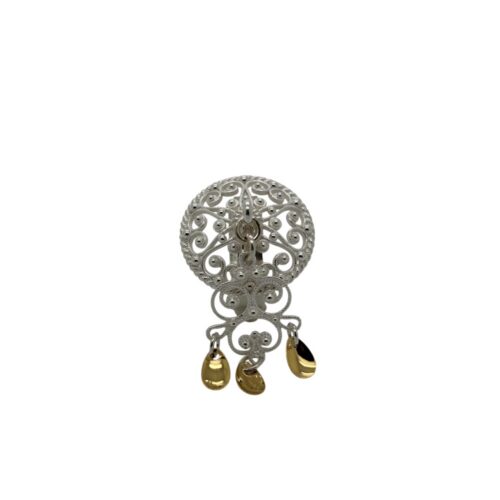 Frisenberg- Sjalringer /skjerfringer i hvitt sølv med heng i filigran.