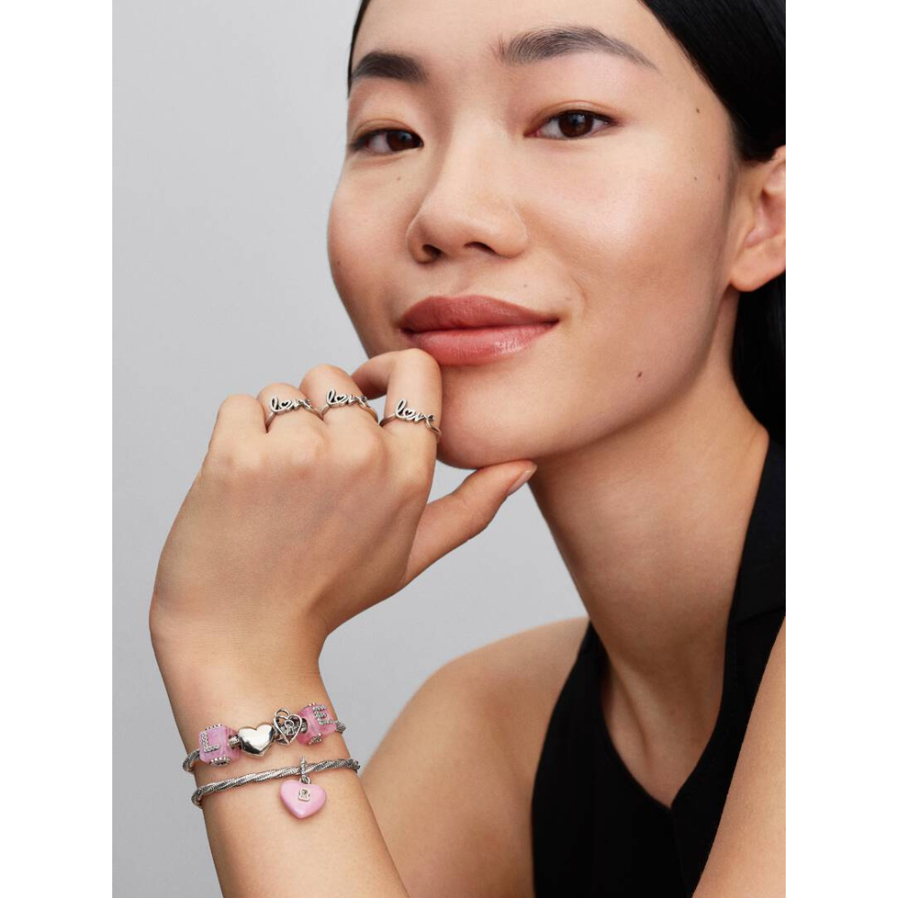 Pandora - LOVE kube i sølv med rosa Murano glass og cubic zirkonia - Bilde 3