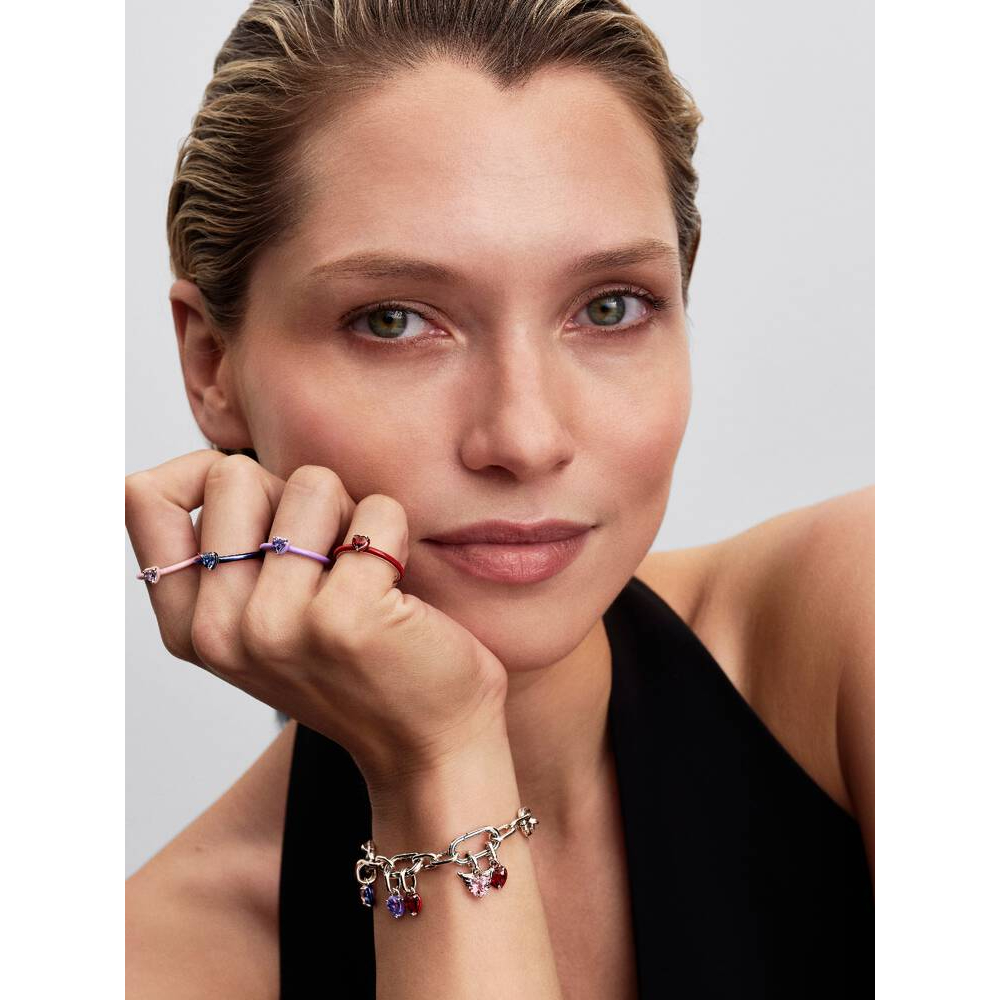 Pandora - Rødt chakra hjerte mini hengende charm i sølv - Bilde 3