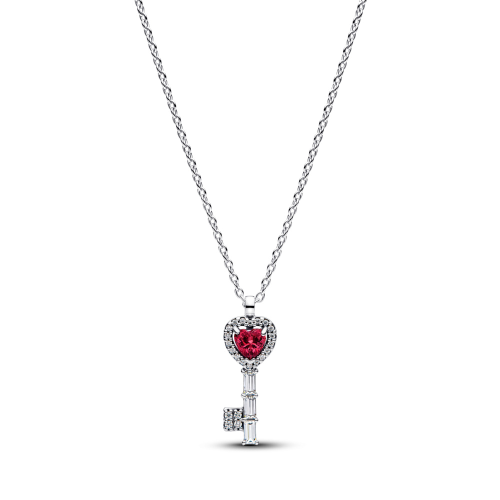 Pandora - Hjerte nøkkel halssmykke med rød krystall og cubic zirkonia Pandora - Hjerte nøkkel halssmykke med rød krystall og cubic zirkonia