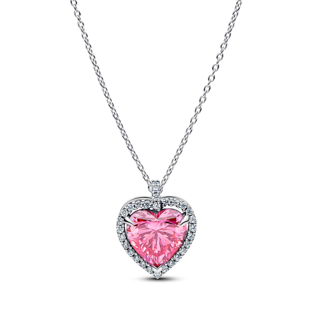 Pandora - Hjerte halssmykke med fancy rosa og klar cubic zirkonia Pandora - Hjerte halssmykke med fancy rosa og klar cubic zirkonia
