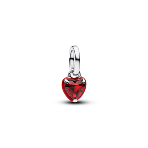 Pandora - Rødt chakra hjerte mini hengende charm i sølv