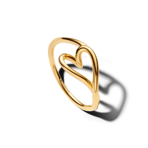 Pandora - Organisk Formet Lite Hjerte Ring med 14k forgylling