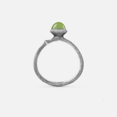 OLE LYNGGAARD COPENHAGEN - Lotur ring 0 i sølv med serpentin