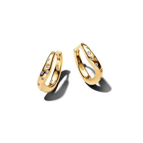 Pandora - Organisk Formet Hoop Øreringer satt med cubic zirkonia